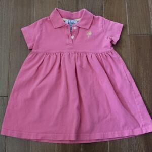 Vintage Lilly Pulitzer Short Sleeve Polo Collar Pleated Pink Twirl Dress 18-24 M